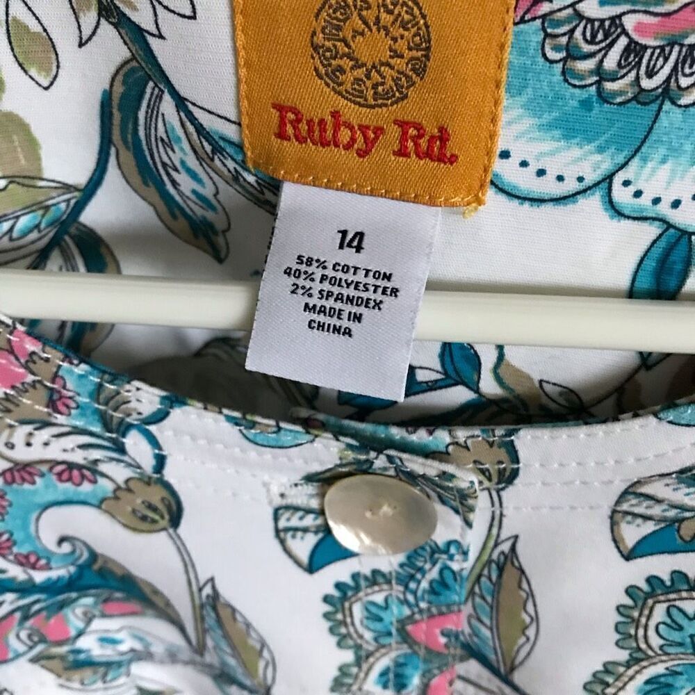 Ruby Rd. Size 14 floral button front Jacket 3/4 s… - image 3